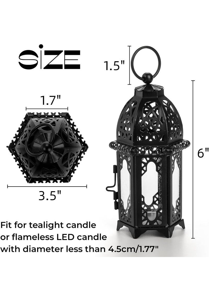 جايزهو 2 حزمة رمضان زينة الشموع فانوس ، حامل شمعة صغيرة مع ألواح زجاجية شفافة ، 6 بوصة فانوس معلق في الهواء الطلق لرمضان ، هالوين مصباح معدني الزخرفية للفناء ، حفلات الزفاف - Image 3